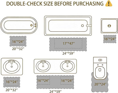 Scalloped Grey Bathroom Rugs Mat,Non Slip Absorbent Quick Dry Bath Mats for Shower Room,Plush Microfiber Bath Mats for Bathroom Floor Washable Carpet for Shower Tub Sink Bedroom,20"x32"