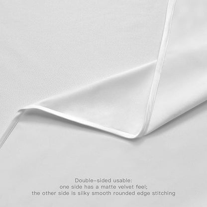 BALCONY & FALCON Rectangle Table Cloth Waterproof Tablecloth Fuzzy Linen and Satin Double-Sided Usable Table Cover for Dining, Kitchen, Cafe, Parties and Outdoor Use (White 55x70)