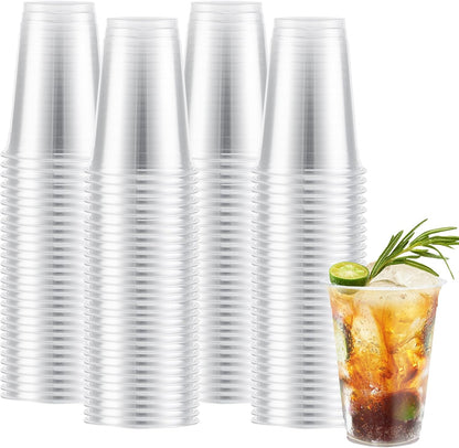 12 oz Clear Plastic Cups, 300 Count Disposable Coffee Cups No Lids, 12 Ounce Cold Plastic Party Cup Bulk, PET Clear Cup for Iced Coffee, Smoothie, Cold Beverage