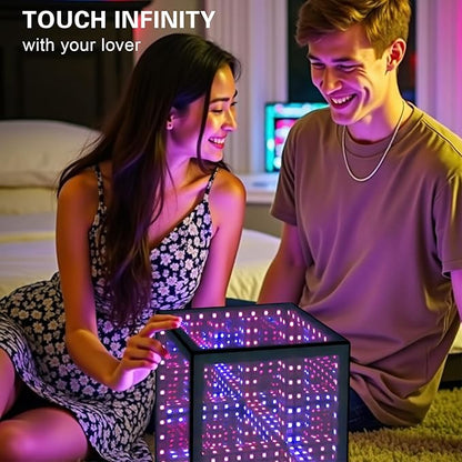 Stunning Infinity Mirror Cube Light with RGB Color-Changing Effects, Perfect 3D Art Decor for Gaming Rooms & Computer Desks, and A Unique Gift for Birthdays or Christmas (7 Inches)