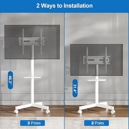 Mobile TV Stand for 23-65 Inch LCD LED Flat/Curved Panel Screen TVs, Height