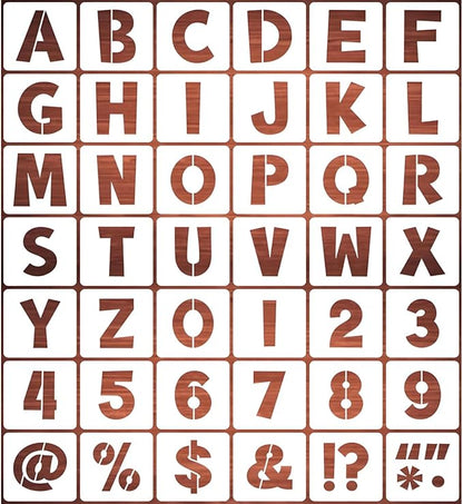 REOLAN 1.25 Inch Letter Stencils for Painting - 42 Pack Alphabet Letter and Number Stencil Templates with Signs for Painting, Reusable Letters Numbers Stencils for Chalkboard Wood Crafts & Wall Decor