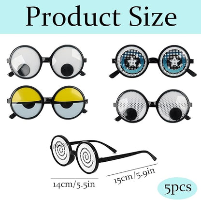 CZFSWT 5PCS Googly Eye Glasses, Funny Glasses, Funny Sunglasses with Moving Eyes, Perfect for Costume Parties, Themed Events, Halloween, Stage Performances and Social Gathering