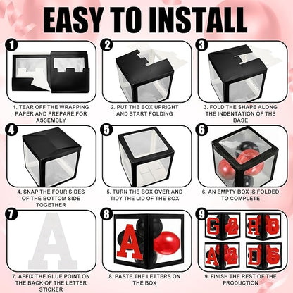 Seenelling Red Black 133 Pcs Graduation Decorations 2026 Set Red Black Balloons Boxes with Letters 2026 Grad Square Foil Balloons Complete Party Supplies for High School College Celebrations
