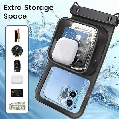 Niveaya [Floatable Floating Waterproof Phone Pouch 2 Pack-Up to 8.5", Large Space Adjustable Neck Lanyard Waterproof Phone Case, Phone Dry Bags for Vacation Beach Pool Kayak Cruise Travel Essentials