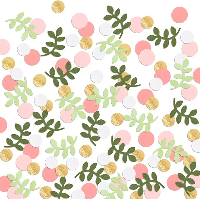 Letjolt Baby Shower Confetti Greenery Table Decorations Golden Pink Eucalyptus Glitter Green Scatter Birthday Party Boho Theme Bridal Shower Wedding Nursery Decor Supplies 210 Pcs
