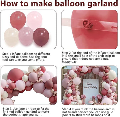 Dusty Rose Pink Balloon Arch Kit, Double Stuffed Pastel Light Pink Balloons With Peach Blush Beige Light Muave Balloon for Birthday Wedding Graduation Party Decorations