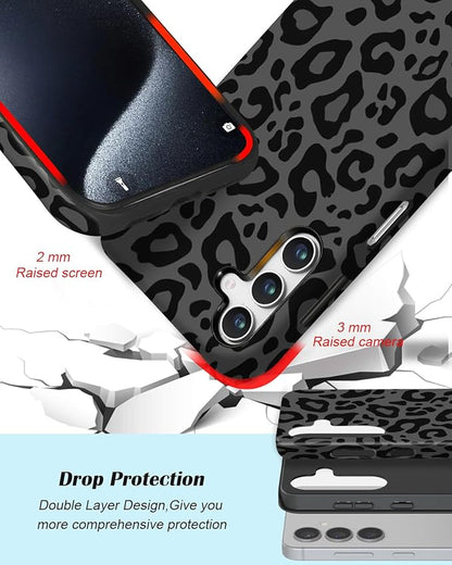 Compatible for Samsung Galaxy A26 5G Case, Dual Layer Heavy Duty 2 in 1 Shockproof Protective Phone Case,Black Cheetah Leopard Print