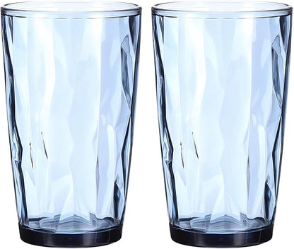 uxcell 17oz Acrylic Drinking Glasses, 2Pcs Plastic Reusable Tumblers Drinkware Unbreakable Water Glasses Cups Stackable & Dishwasher Safe for Home Outdoors Restaurant, Grey Blue