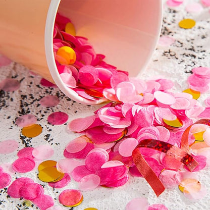 Tissue Confetti Circle Dots for Table Wedding Birthday Party Decoration, 1cm in Diameter (gold,pink,hot pink,60 grams)