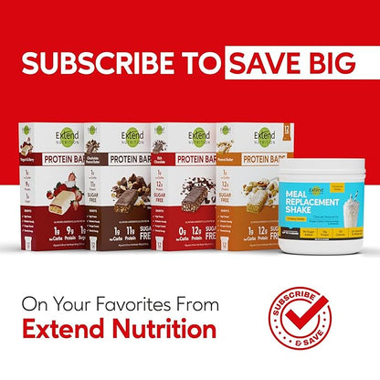 Extend Nutrition Sugar Free High Protein Bars, Perfect Sugar Free Snacks for Diabetes, Protein Bars for Hunger Control & Steady Energy, Low Carb, Keto, Intermittent Fasting, Rich Chocolate, 12 Count