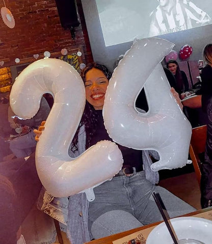 White Number 40 Balloon 40 inch, Translucent 40 Number Balloons, 40th White Birthday Decorations for Women Men, 40 Year Old Party Supplies
