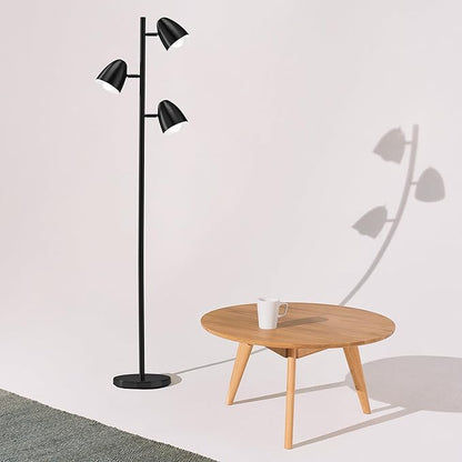 Brightech Jacob LED Standing Lamp, Modern Bright Floor Lamps for Living Rooms & Bedrooms, Tall LED Lighting Lamp with Adjustable 3 Light Tree – Classic Black