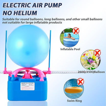 Party Zealot Electric Balloon Inflator Dual Nozzles with Balloon Sizer Air Pump US Standard Plug for Arch, Column Stand, Birthday, Wedding, Christmas, Graduation Party, and Party Decorations