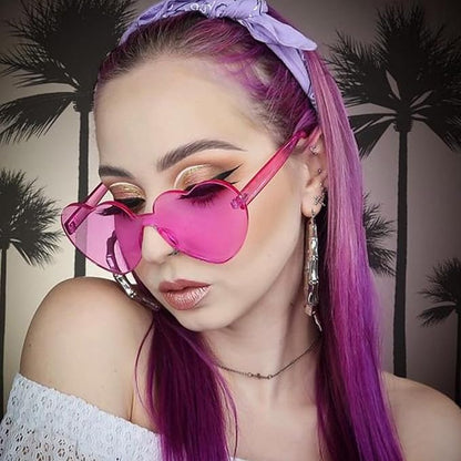14/42 Pack Heart Sunglasses for Women, Fun Cute Rimless Transparent Candy Color Heart Glasses Party Favors