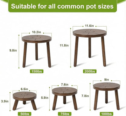Delma Wood Plant Stands Indoor, 5-Pack Single Plant Stand for 6-12 Inch Pots, Mid-Century Modern Plant Stool, Tall Plant Stand for Large Plants for Living Room, Balcony, Office (Dark Brown, 5-Pack)