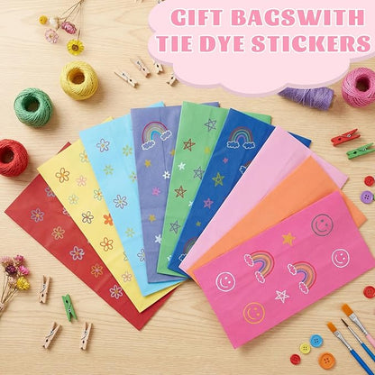 woric 36PCS Colorful Party Favor Bags with Stickers, 9 Colors Small Gift Bags Self Stand Rainbow Goodie Bag for Kids, Baby Shower, Wedding Birthday Party Favor Supplies