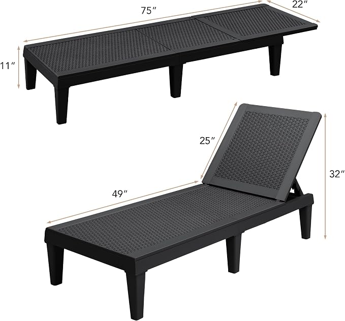 Devoko Outdoor Chaise Lounge Chair Set of 2
