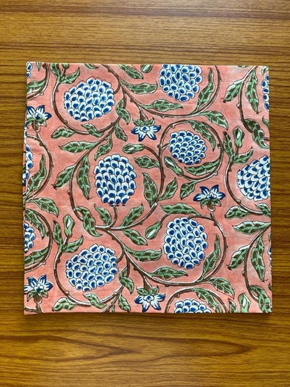 Ridhi Assorted Hand Block Print 100% Cotton Napkins 18" x 18" (Set of 4) Reuseable Kitchen Napkins Cloth Decor Dinner Party Wedding Cocktail Gift for Spring, Easter, Valentine