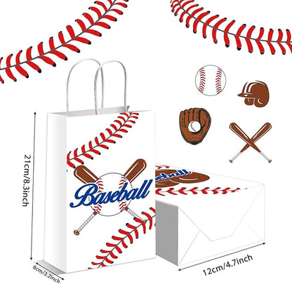 gisgfim 16 Pieces Baseball Party Favor Snack Bags Baseball Theme Birthday Goodie Treat Paper Bags Sports Party Supplies Decorations for Baby Shower Birthday Gifts