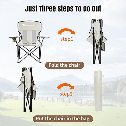 Camping Chairs, High Back Breathable Mesh Camping Chair 300 LBS Capacity, Portable Outdoor Lawn Chairs Folding with Cup Holder for Picnic, Lawn, Beach, Fishing and Sports (Grey)