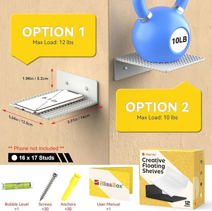 BlissBox 12-Pack Floating Display Shelves