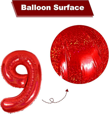 Laser Red 3 Balloon, Number Balloons 40 Inch, 3rd Birthday Decorations for Kids Girls Women Party Supplies for Party Decorations, Number 3 Balloon