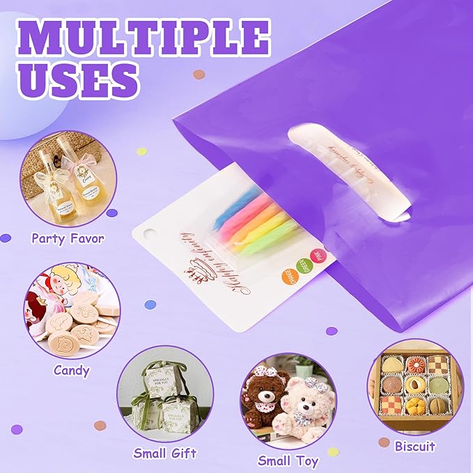 ANZNKU 100 Pcs Purple Goodie Bags Small Gift Bag, Party Favor Bags for Kids Birthday Party, Wedding, Party Supplies Treat Bag for Easter Candy, Goodies, Crafts(5.9x7.9 inch)