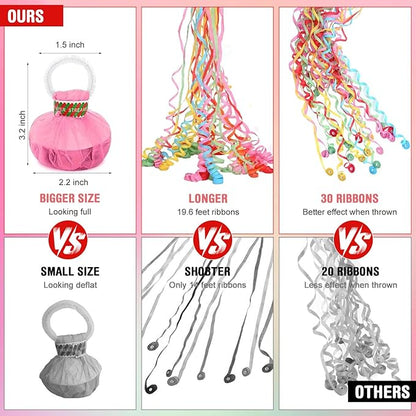 50 Pcs Hand Throw Streamer Poppers Colorful No Mess Confetti Poppers Party Poppers Confetti Streamers for Wedding Birthday Graduation Party Celebrations