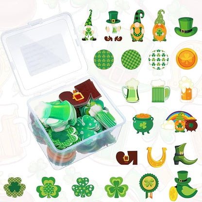 300 Pieces St. Patricks Day Cake Decorations Wafer Paper Cupcakes Topper St. Patricks Day Supplies Wafer Paper Birthday Cake Decor for Saint Patricks Day Theme Party Cake Cupcake Shamrock Gnome