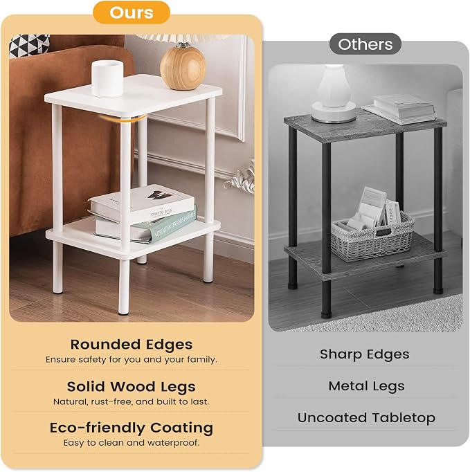 Apicizon 2 Tier End Table Set of 2, Small Side Table