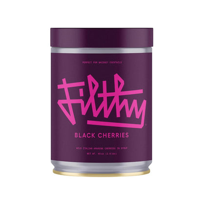 Filthy Cocktail Amarena Black Cherries, Premium Cocktail Garnish, All Natural Wild Italian Amarena Black Cherry, Non-GMO, Gluten Free, Vegan, Slow-Cooked, 45 Oz Tin, 170 Cherries