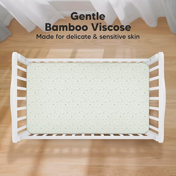 KeaBabies 2-Pack Baby Crib Sheets for Boys, Girls - 52x28 Viscose Derived from Bamboo Toddler Bed Sheets Neutral, Fitted Crib Mattress Cover for Standard Baby Bedding, Soft & Cozy (Tropic Oasis)