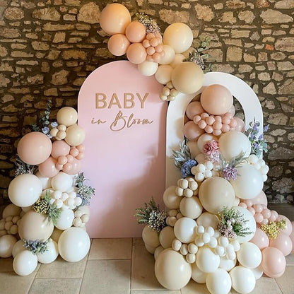 Pink Baby in Bloom Balloon Arch Kit 144pcs Dusty Pink Baby Girl Baby Shower Mom to be Boho Floral Wildflower Party Decoration