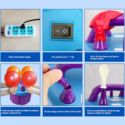 4 Nozzles Electric Balloon Pump Portable 110V 900W Electric Balloon Blower Air Pump Balloons Inflator for Balloon Decoration,Balloon Arch, Balloon Column Stand, Party