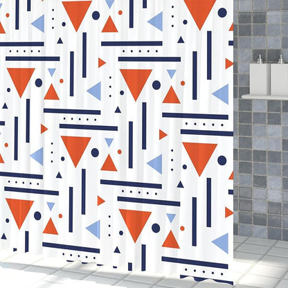 Abstract Geometric Shower Curtain Colorful Geometric Abstract Boho Orange Triangle, Modern Minimalist Boho Art Bathroom Decor Waterproof Fabric Bath Curtain 48x72 inch