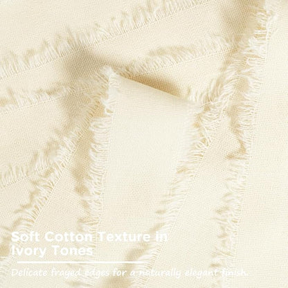 Ivory Cotton Ribbon 1 Inch Ivory 3 Rolls 21 Yards Frayed Edge Fabric Set for Wedding Invitations, Bridal Shower, Anniversary Celebration, Elegant Event Decor & Gift Wrapping