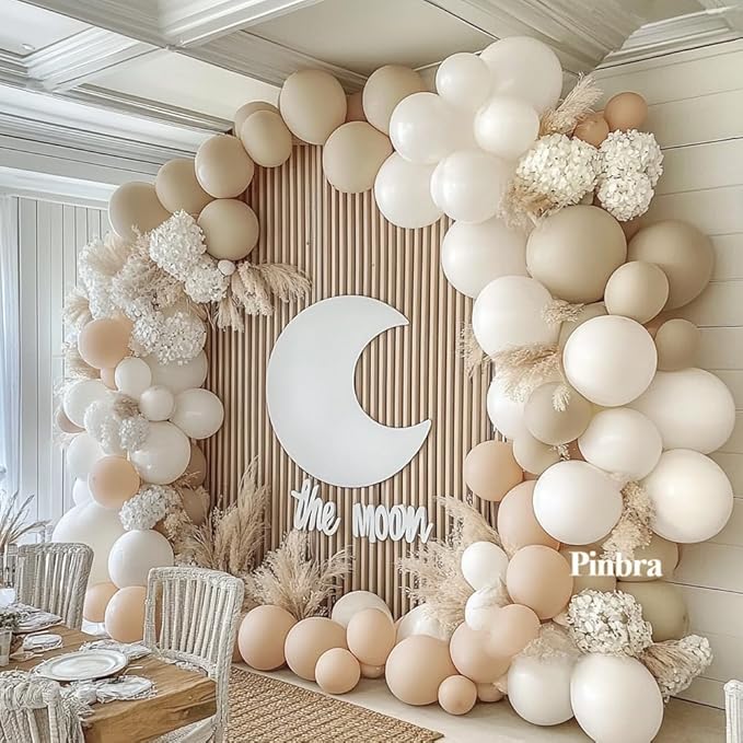 White Balloon Arch Double Stuffed White Sand Cream Beige Balloon Garland Kit Blush Nude Balloons for Neutral Baby Shower Gender Reveal Bridal Birthday Wedding Baptism Graduation Party Decorations
