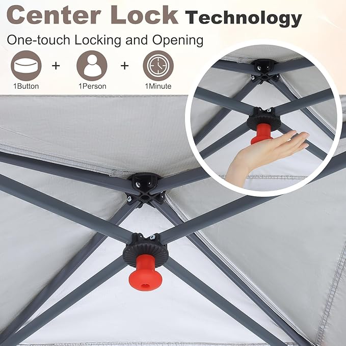 MASTERCANOPY Pop Up 10x10 Canopy Tent with Center Lock, 2 Shelters, 4 Poles, 230 Sq ft of Large Shade Space, for Camping, Picnics & Beach (10'x10',Beige)