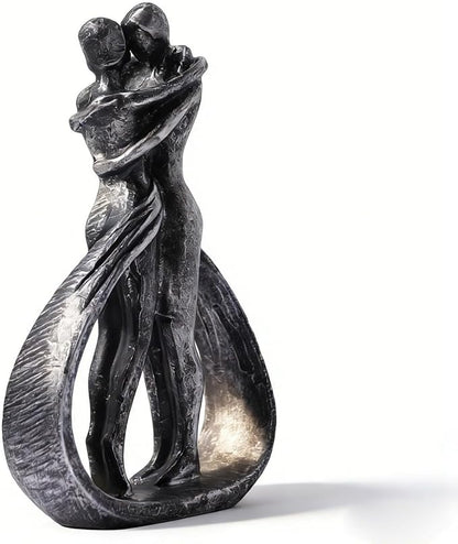Modern Abstract Couple Statue, Kissing Lovers Sculpture Figurine for Home Decor Living Room Bedroom Bookshelf Office, Gift for Wedding Anniversaries, Love Decor Ornament for Valentines - Style C