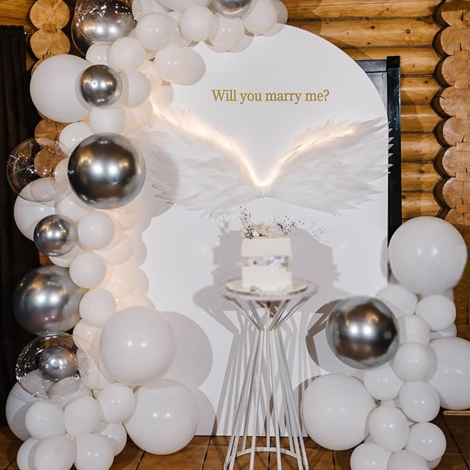 134Pcs White Balloons Different Sizes 5 10 12 18 Inch White Balloon Garland Arch Kit, Latex Balloons for Birthday Wedding Baby Shower Party Decorations.