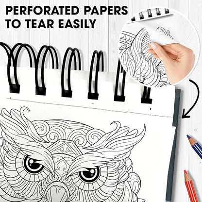SOUTHERN LOTUS Animal Patterns Spiral Coloring Book Wirebound Hardcover Papers With Relaxing Animals Mandala Drawings Color Pages For Adults Women Seniors Mindfulness Relaxation Anxiety Relief