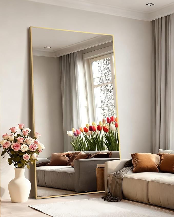 EOGOW 71" x 24" Full Body Mirror,Tempered Glass Shatterproof Full Length Mirror with Stand, Hanging, Wall Mounted Leaning for Bedroom Living Room Entryway