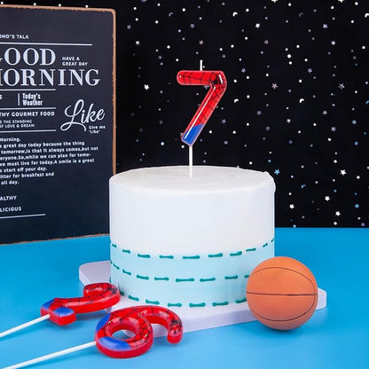 PHD CAKE 2.76 Inch Number 7 Spider Birthday Candles, Spider Cartoon Themed Number Candles, Cake Number Candles, Party Celebration