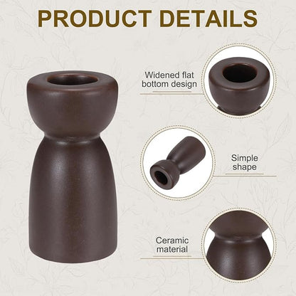uxcell 2 Pack Candlestick Holder Black Brown Ceramic Taper Candle Holder Candle Stand Holders Modern Style Decoration for Centerpiece Tabletops Anniversary