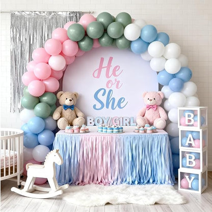 Pastel Blue Green Pink White Balloons, Muted Rainbow Dusty Pink Blue Sage Green White Latex Colorful Balloons for Boho Wedding Birthday Baby Shower Gender Reveal Woodland Floral Fairy Party Decor