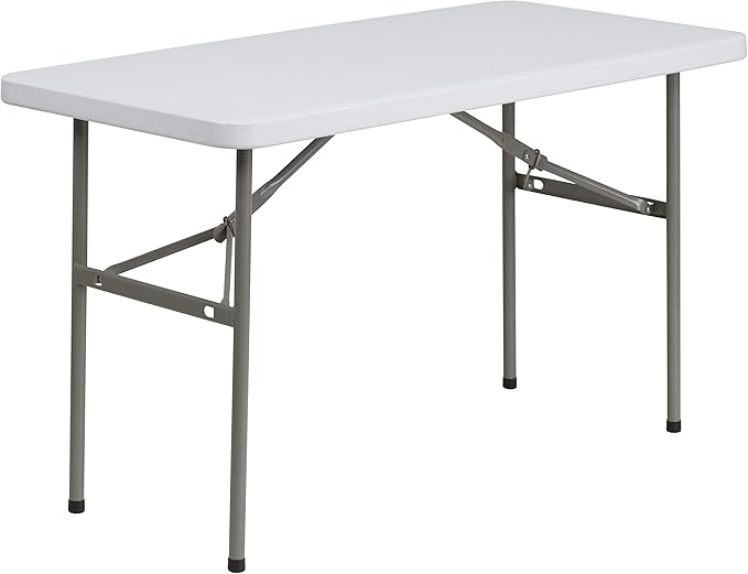 Flash Furniture Elon 4' Rectangular All-Occasion Plastic Folding Event Table, Folding Banquet Table for Indoor/Outdoor Events, White