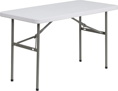 Flash Furniture Elon 4' Rectangular All-Occasion Plastic Folding Event Table, Folding Banquet Table for Indoor/Outdoor Events, White