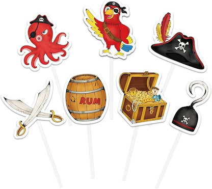 WERNNSAI 49 PCS Pirate Cupcake Toppers - Pirate Birthday Party Decorations Pirate Parrot Cake Toppers Pirate Day Party Favors Supplies Pirate Ship Cake Topper Pirate Theme Cake Decors