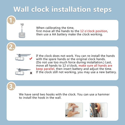 Modern Wall Clock for Living Room Decor Large Bedroom Silent Decorative Wall Watch Metal Quiet Crystal Kitchen Big Office Farmhouse Frameless 25.6 Inch
